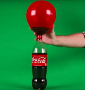 Fill balloon using mint and coke