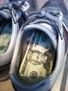 hide money inside shoes