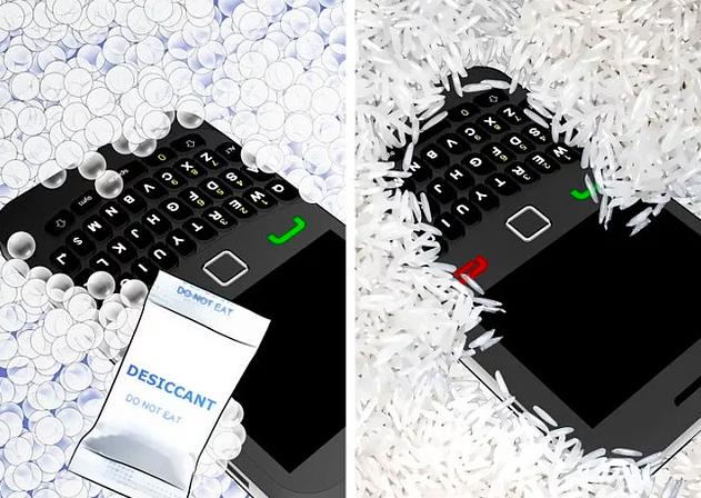 Use rice to dry when phone falls in water