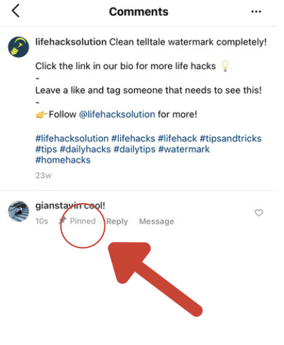 How to pin comment on Instagram