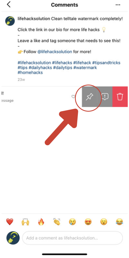 How to pin comment on instagram