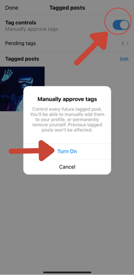 How to restrict tagged photo Instagram 2
