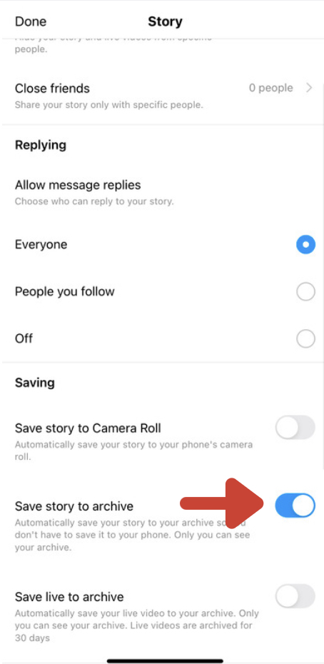Instagram always save story to archive 3