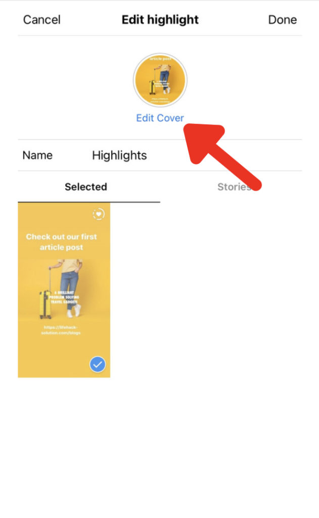 edit highlight cover without upload story instagram