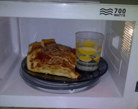 The Water Glass Trick for Leftover Pizza
