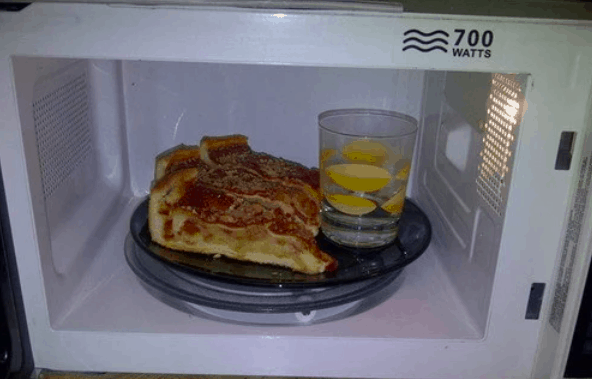 The Water Glass Trick for Leftover Pizza
